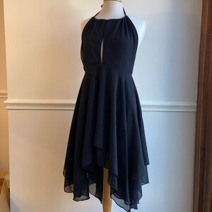 EKKLESIA Low Back BLACK SILK HALTER DRESS Size Large